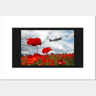 Spitfire Over The Poppy Posters and Art